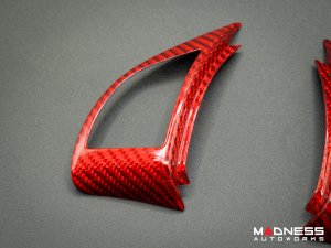 FIAT 500 Steering Wheel Trim Set - 2 pieces - Carbon Fiber - Red Pearl Finish